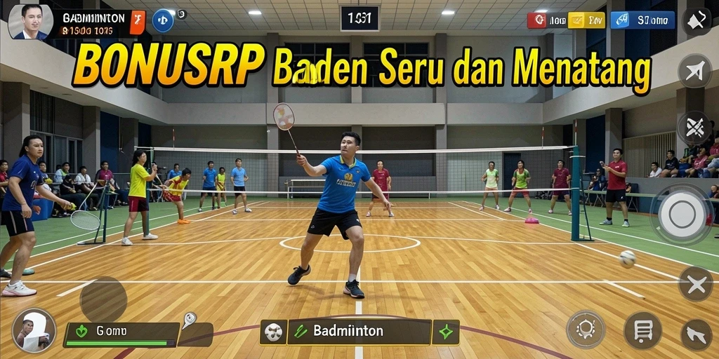 Tampilan antarmuka BONUSRP yang menarik dan fungsional saat bermain badminton.