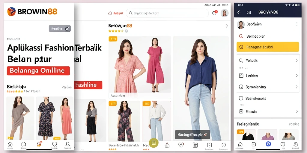 Antarmuka aplikasi BROWIN88 menampilkan berbagai pilihan fashion yang menarik.