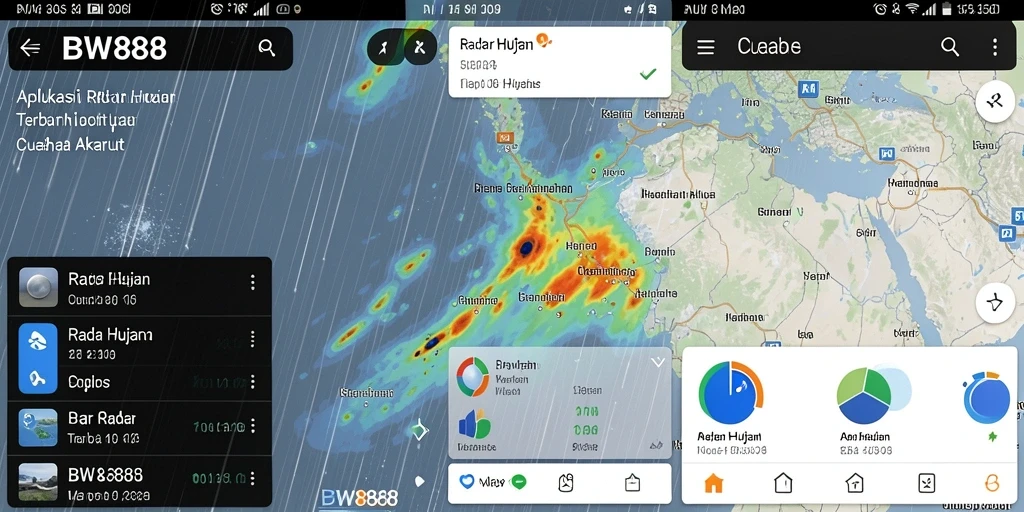 Tampilan antarmuka BW888 yang menampilkan radar hujan real-time.