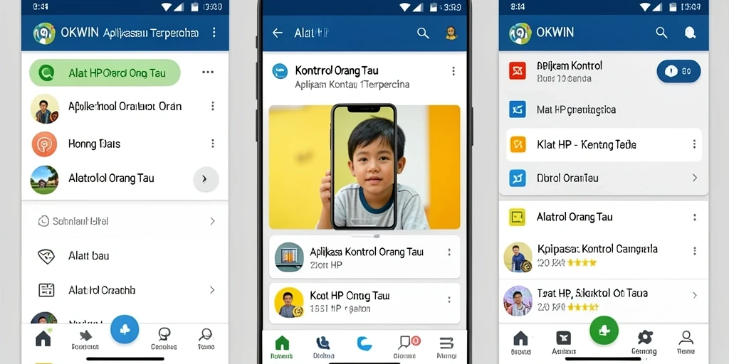 Antarmuka pengguna aplikasi Kontrol Orang Tua OKWIN yang sederhana dan informatif.