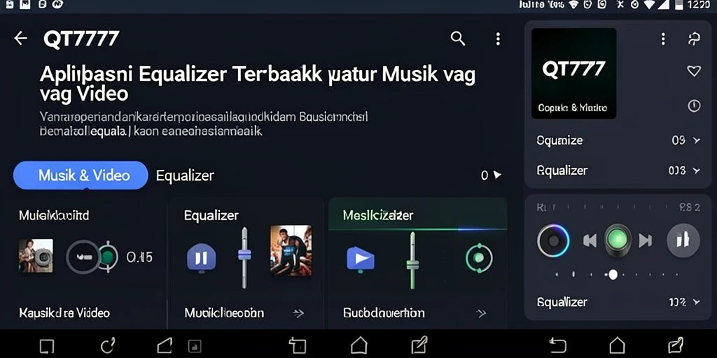 Antarmuka QT777 yang menarik dengan fitur Equalizer yang responsif.