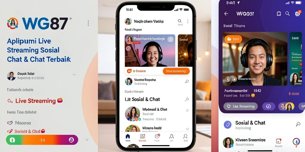 Antarmuka aplikasi WG87 yang menarik dan interaktif untuk Live Streaming.